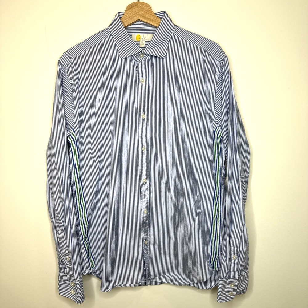 Boden Slim Fit Button Down Shirt Mens M Blue Striped Long Sleeve Office Preppy